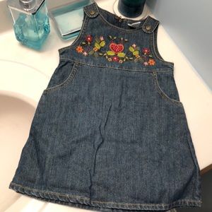 Vintage Gymboree floral hearts denim jumper